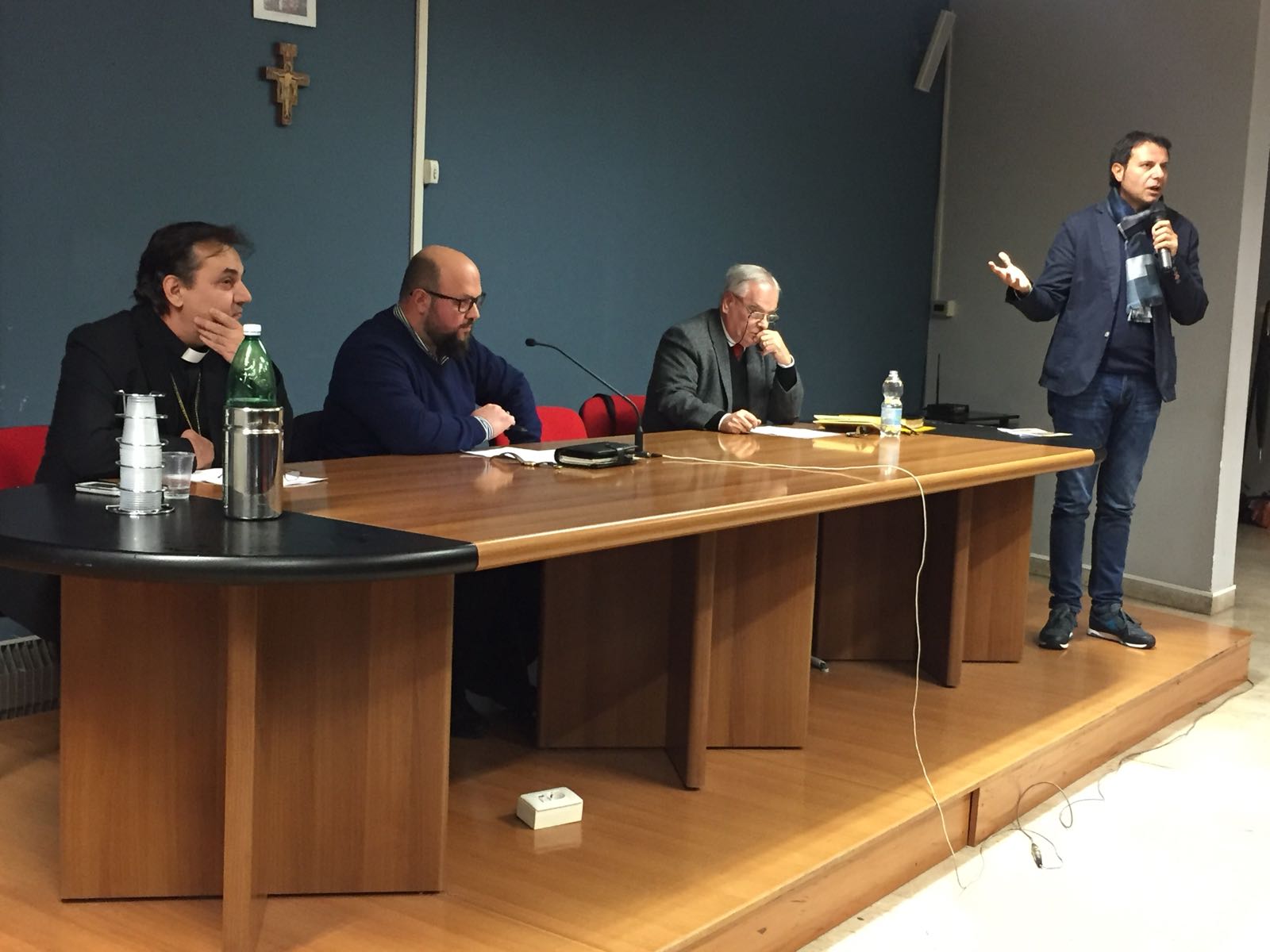 da sinistra: Georgios Antonopoulos (archimandrita ortodosso), Michele Giustiniano (teologo ecumenista e giornalista), Antonio Squitieri (pastore protestante), Giuseppe Falanga (teologo, docente universitario)