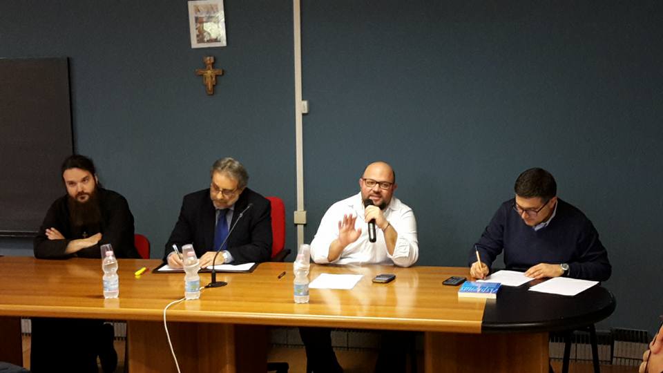 Da destra verso sinistra: Padre Edoardo Scognamiglio, Michele Giustiniano, Leonardo Magrì, Padre Nicodim Burcea